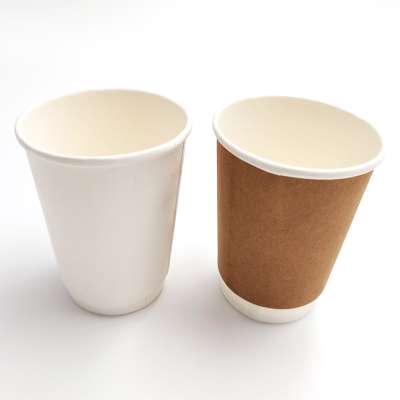 disposable pla 100% biodegradablehot double wall coffee cup  coated Kraft paper cups