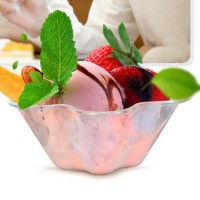 plastic sheet flower shape ice cream bowl/ PET plastic ice cream serving bowl