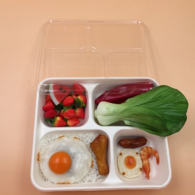 PLA take away environmental four containers with transparent lid