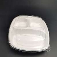 disposable food storage box food container transparent pet plastic bagasse 3 compartments tray