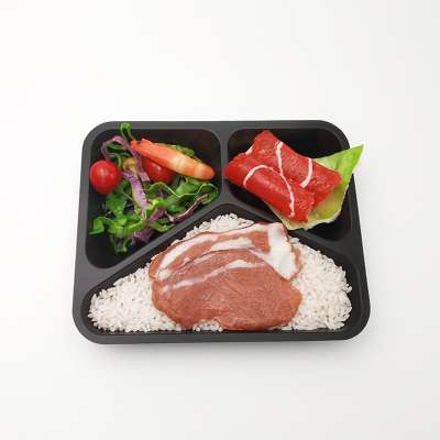 wholesale compartment black food grade plastic blister pp food packing trays container